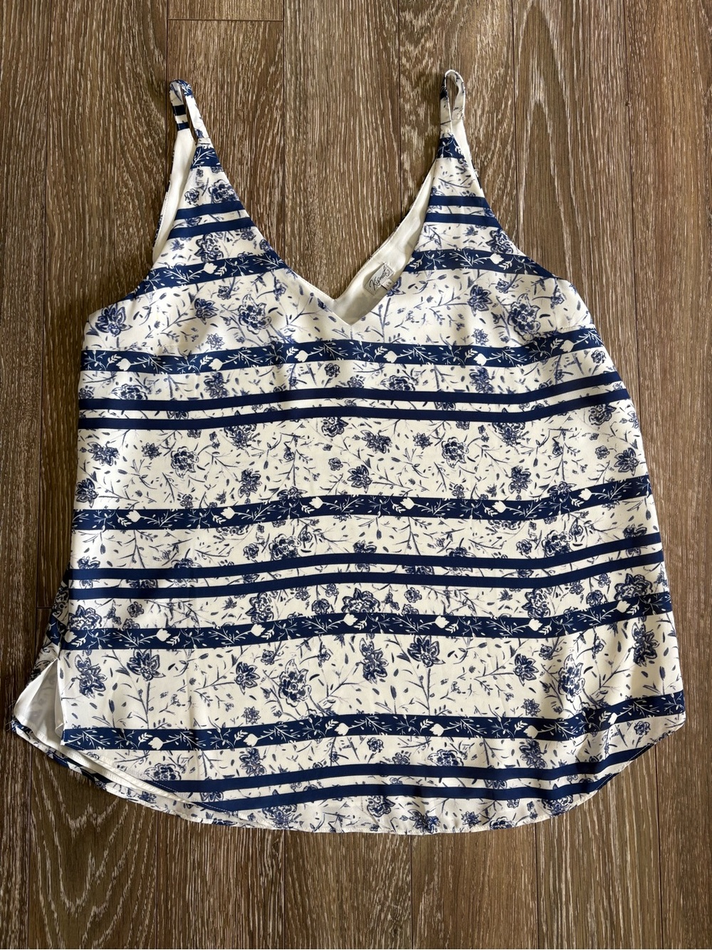 Kismet Navy and Cream Floral Stripe Cami Top
